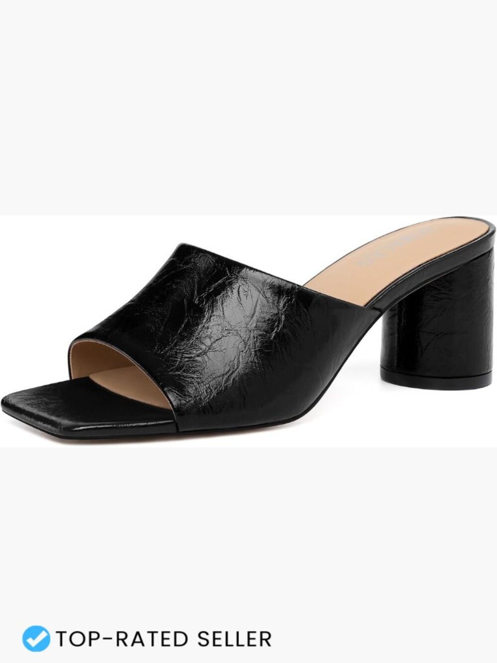 Chunky Mule Heels Square Open Toe Slide Sandals Comfortable Slip On Shoes